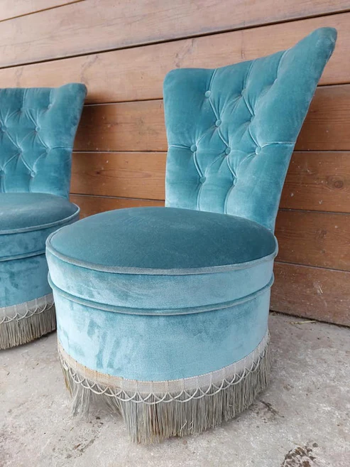 FAUTEUIL VELOURS BLEU