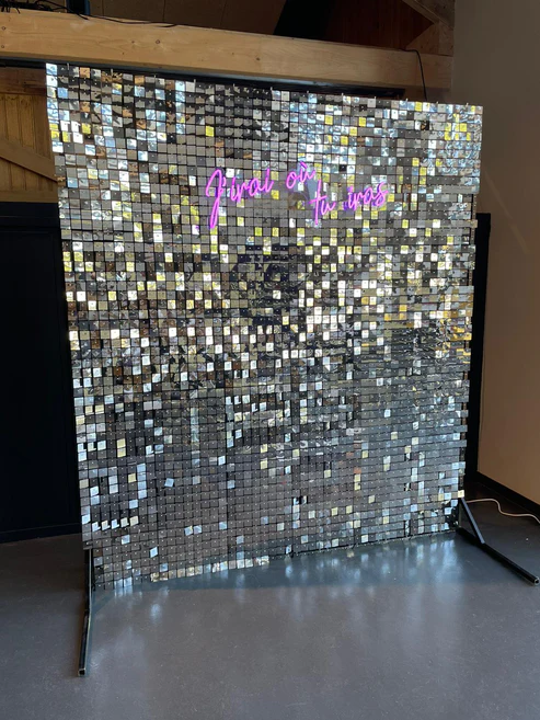 MUR DE SEQUINS ARGENTÉS