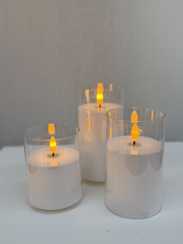 Lot de 3 bougies LED blanches