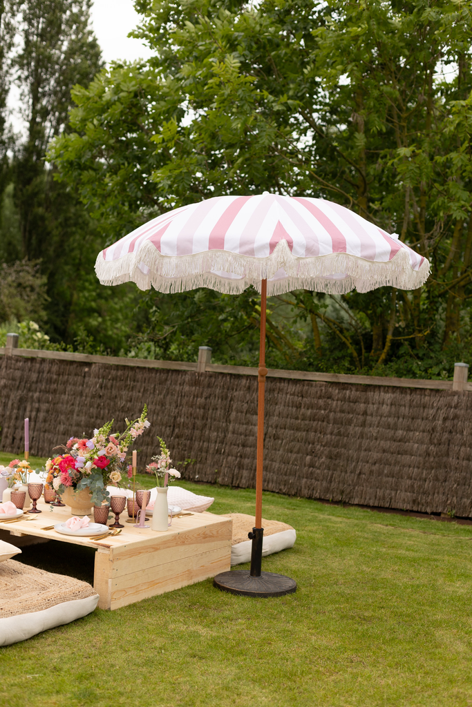 Parasol rayé rose
