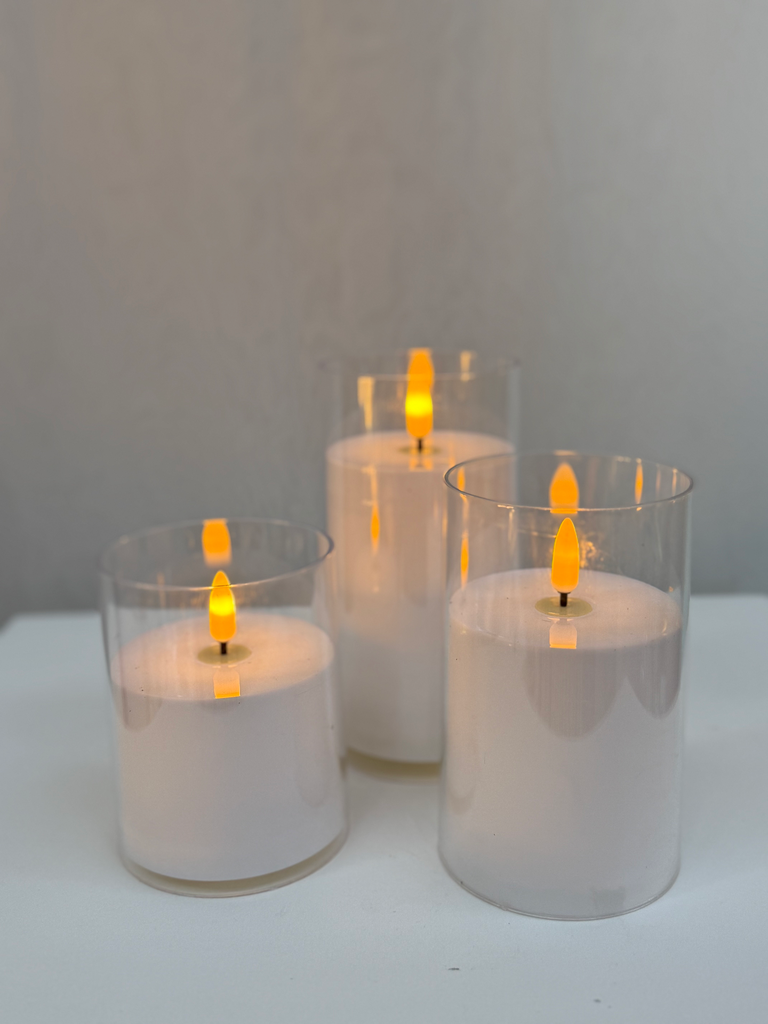 Lot de 3 bougies LED blanches